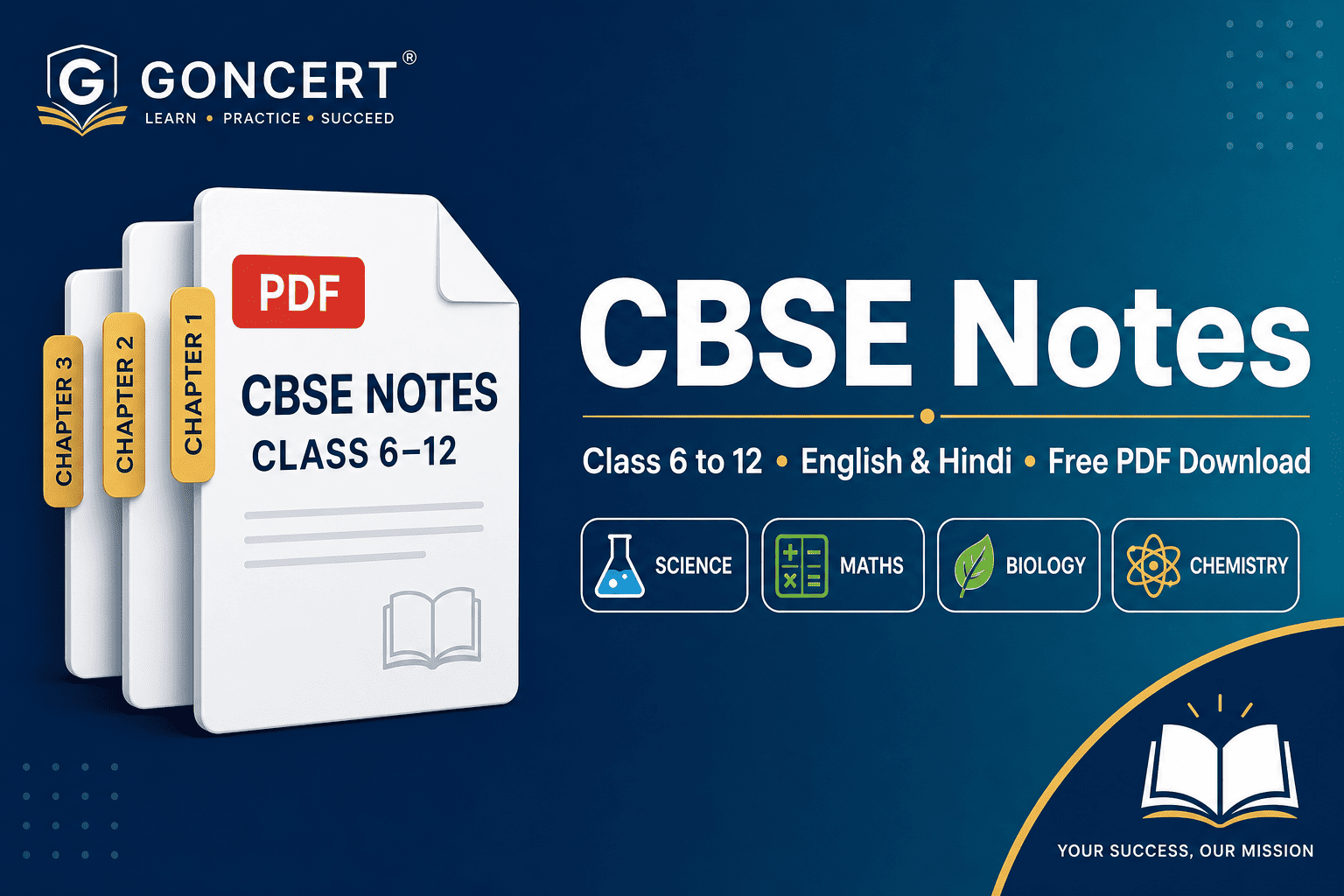 Download CBSE Notes PDF for Class 6 to 12 – Science, Maths, Physics, Chemistry and more