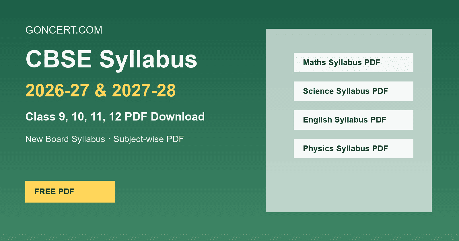 Download CBSE Syllabus 2026-27 PDF for Class 9, 10, 11 and 12 - new board syllabus subject-wise