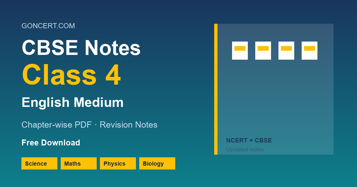 CBSE Notes for Class 4 English PDF Download | GONCERT